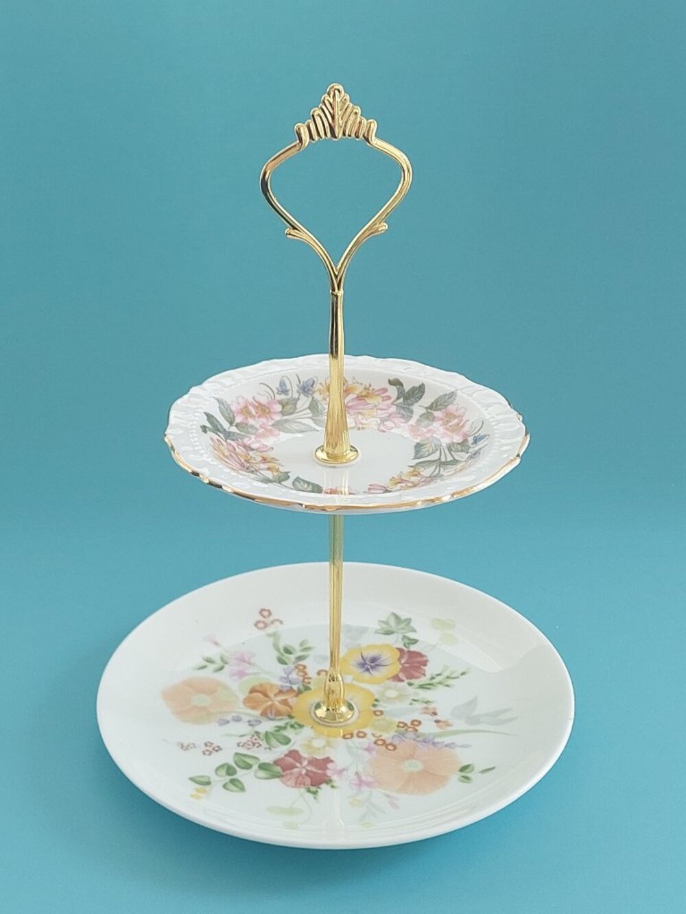 Handmade Paragon & Wedgwood Vintage Bone China 2-Tier Cake Stand